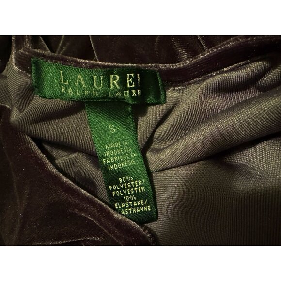 LRL Ralph Lauren Drape Cowl Neck Deep Plum Velvet Pullover Top Long Sleeves Sm - Picture 5 of 6